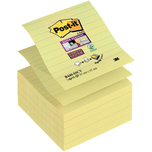 LOT 5 BLOCS Z-NOTES POST-IT SUPER STICKY 90 FEUILLES LIGNE 101X101MM JAUNE