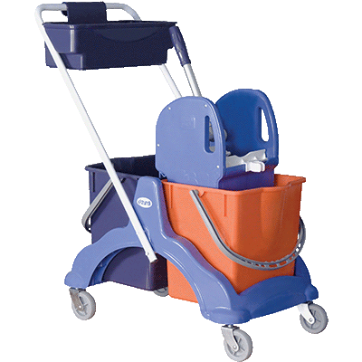 CHARIOT LAVAGE AVEC PRESSE A MACHOIRE PLASTIQUE 2X15L