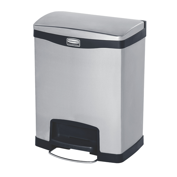 POUBELLE RUBBERMAID À PÉDALE 30L MÉTALLIQUE GRISE