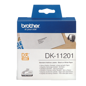 ROULEAU 400 ETIQUETTES PAPIER ADRESSE / STANDARD DK BROTHER 29X90MM NOIR/BLANC