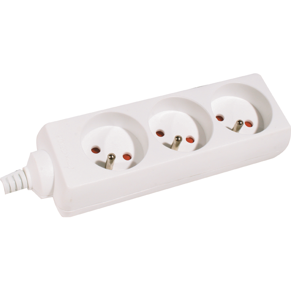 MULTIPRISE DEXLAN BLANCHE 3 PRISES SANS INTERRUPTEUR - 4.0 M