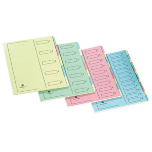 TRIEUR A ONGLET SERIE 123 12 COMPARTIMENTS A FENETRES IMPRIMEE COLORIS ASSORTIS