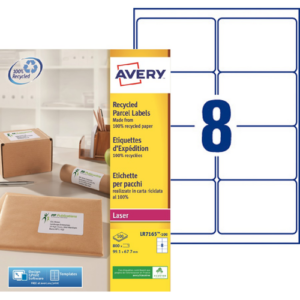 800 ETIQUETTES EXPEDITION RECYCLEES BLANCHES 99.1 X 67.7 MM LASER (LR7165-100) AVERY
