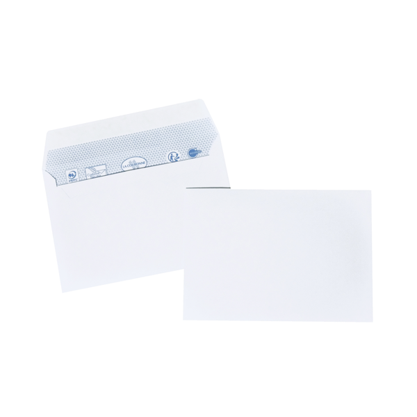BOITE 500 ENVELOPPES GAMME SUPERIEURE CLASSIC 90G FORMAT C6 114X162MM OUVERTURE FACILE AUTOADHESIVE BLANC