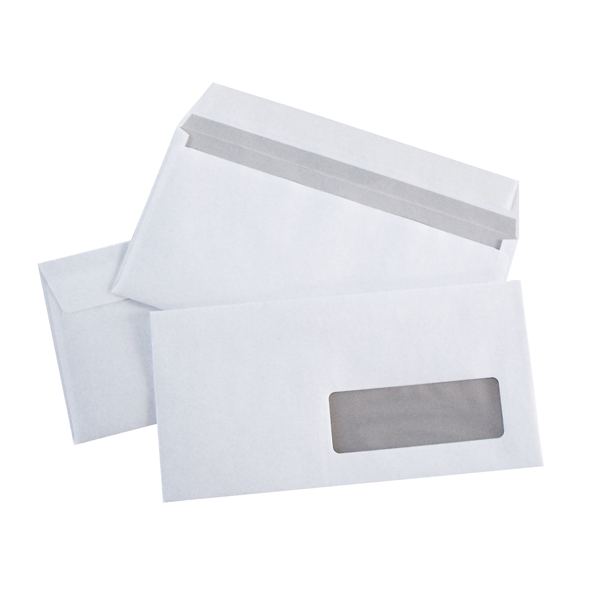 BOITE 500 ENVELOPPES GAMME STANDARD 80G FORMAT DL 110X220MM A FENETRE 35X100MM AUTOADHESIVE BLANC