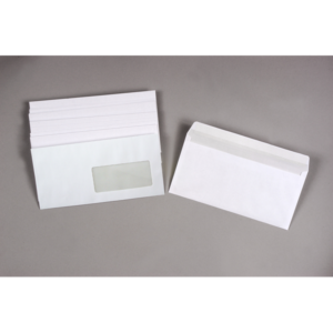 BOITE 500 ENVELOPPES GAMME STANDARD 80G FORMAT DL 110X220MM A FENETRE 45X100MM AUTOADHESIVE BLANC
