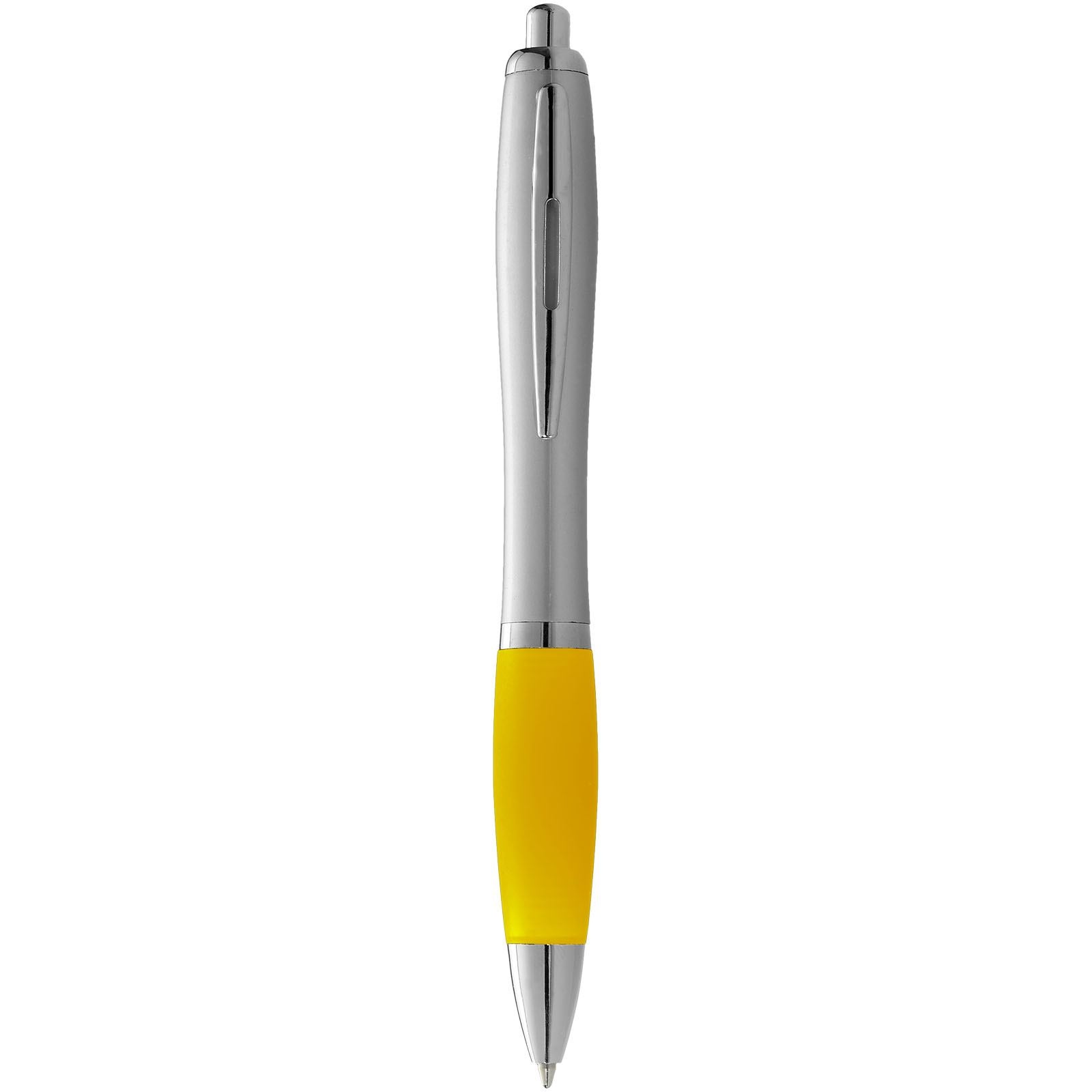 Stylo bille avec corps argenté et grip coloré Nash