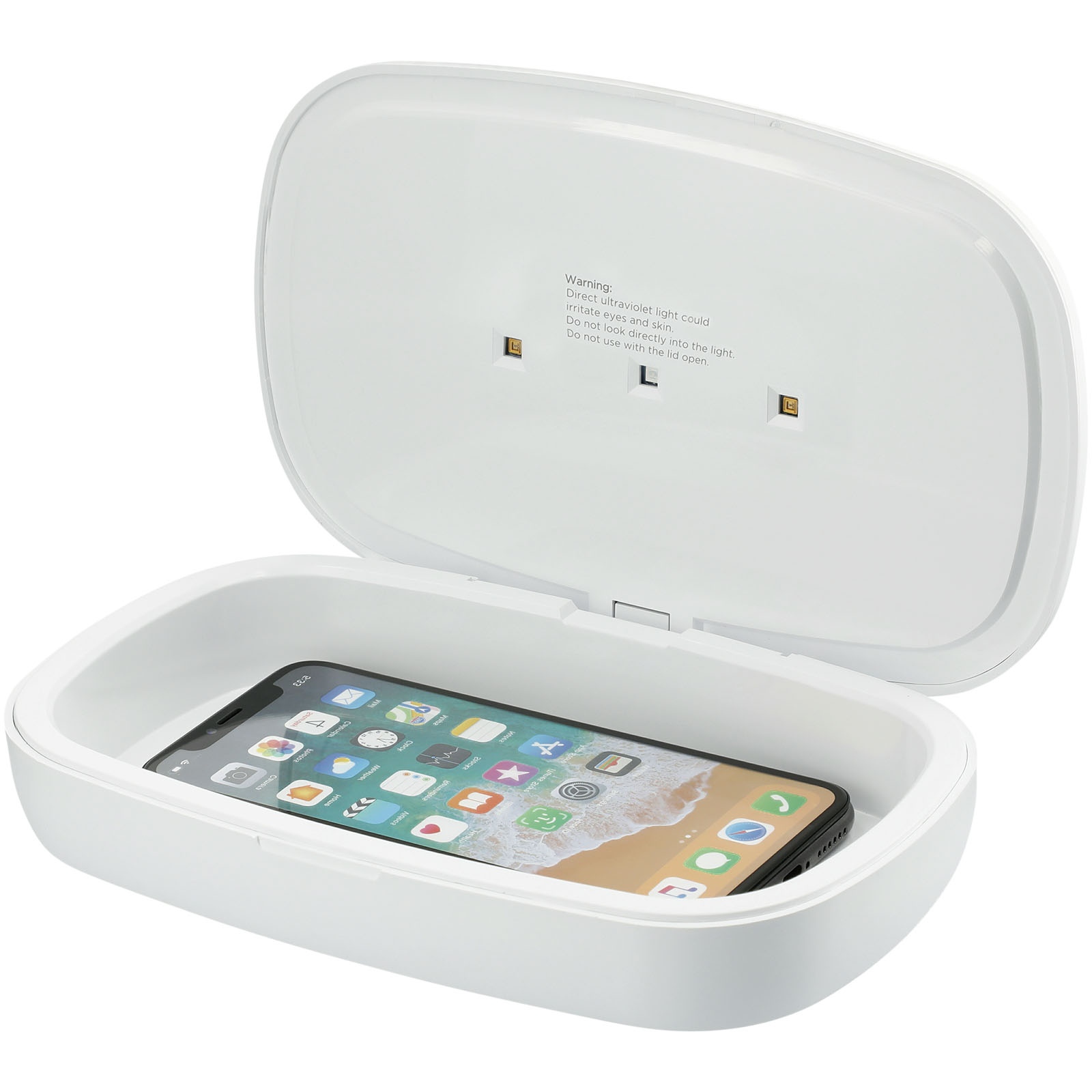 Boitier de stérilisation UV pour smartphone Capsule avec chargeur à induction 5W