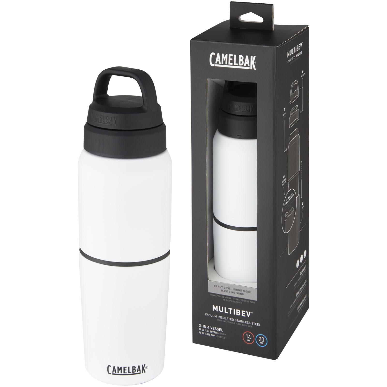 Bouteille MultiBev de 500 ml en acier inoxydable à isolation sous vide et gobelet de 350 ml