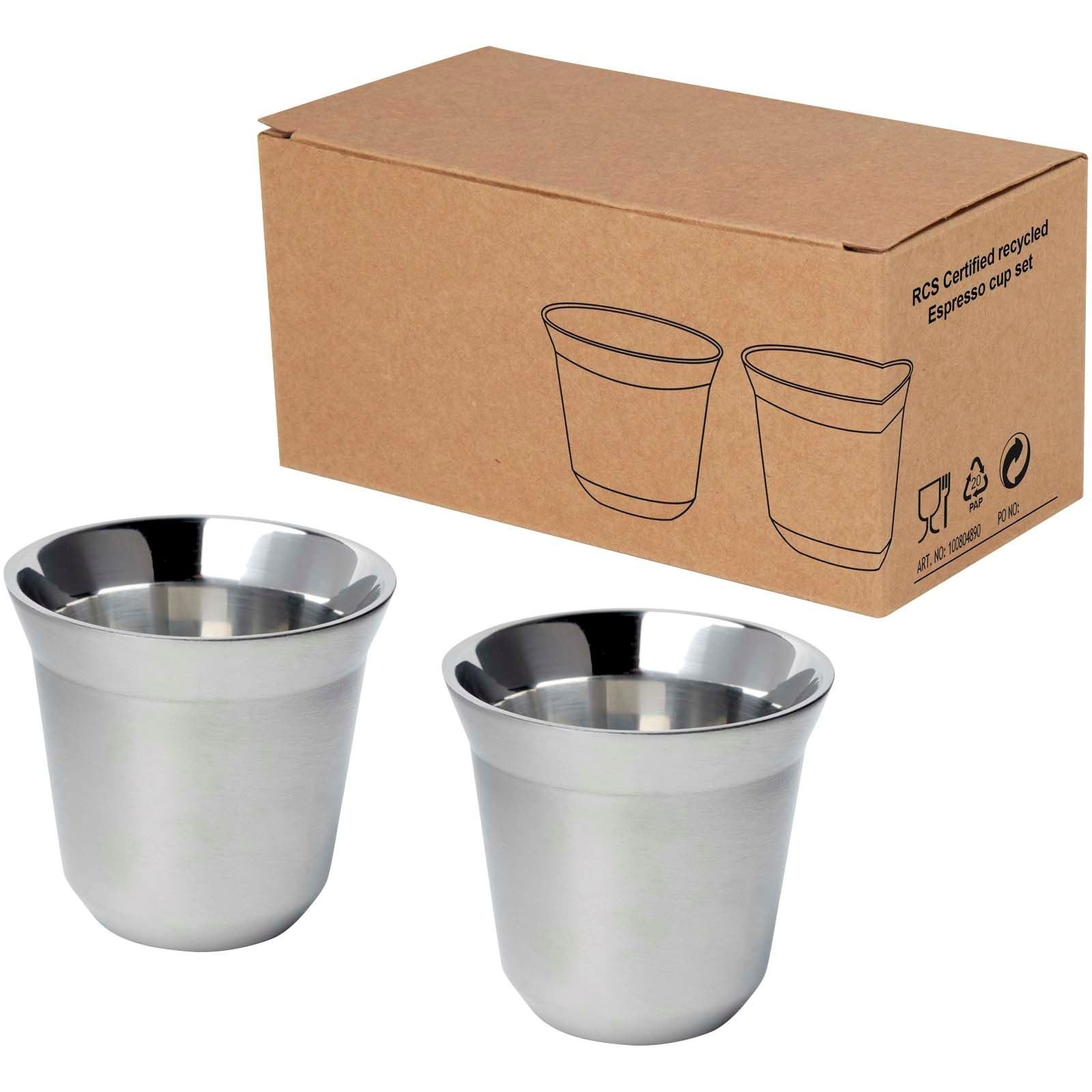 Ensemble de tasses à espresso en acier inoxydable Duo de 80 ml certifié RCS